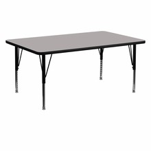 Flash Furniture XU-A2460-REC-GY-H-P-GG 24"W x 60"L Rectangular Activity Table with 1.25" Thick High Pressure Gray Laminate Top and Height Adjustable Preschool Legs