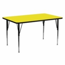 Flash Furniture XU-A2460-REC-YEL-H-A-GG 24&quot;W x 60&quot;L Rectangular Activity Table with 1.25&quot; Thick High Pressure Yellow Laminate Top and Standard Height Adjustable Legs
