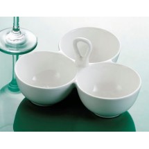 CAC China COL-40 Accessories 3-Divided Bowl Serving Dish with Handle 8 oz.