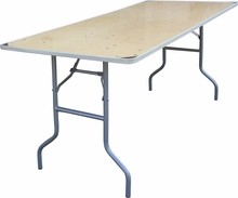 Flash Furniture XA-3072-BIRCH-M-GG 30" x 72" Rectangular Heavy Duty Birchwood Folding Banquet Table with Metal Edges