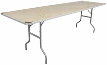 Flash Furniture XA-3096-BIRCH-M-GG 30" x 96" Rectangular Heavy Duty Birchwood Folding Banquet Table with Metal Edges