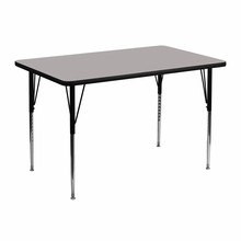 Flash Furniture XU-A3048-REC-GY-H-A-GG 30"W x 48"L Rectangular Activity Table with 1.25" Thick High Pressure Gray Laminate Top and Standard Height Adjustable Legs