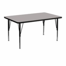 Flash Furniture XU-A3048-REC-GY-H-P-GG 30&quot;W x 48&quot;L Rectangular Activity Table with 1.25&quot; Thick High Pressure Gray Laminate Top and Height Adjustable Preschool Legs