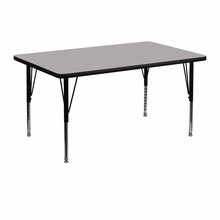 Flash Furniture XU-A3048-REC-GY-H-P-GG 30"W x 48"L Rectangular Activity Table with 1.25" Thick High Pressure Gray Laminate Top and Height Adjustable Preschool Legs