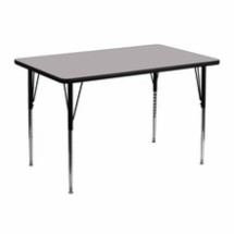 Flash Furniture XU-A3048-REC-GY-T-A-GG 30&quot;W x 48&quot;L Rectangular Activity Table with Gray Thermal Fused Laminate Top and Standard Height Adjustable Legs
