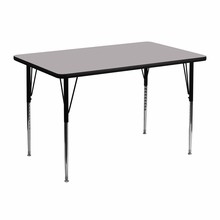 Flash Furniture XU-A3048-REC-GY-T-A-GG 30"W x 48"L Rectangular Activity Table with Gray Thermal Fused Laminate Top and Standard Height Adjustable Legs