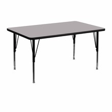 Flash Furniture XU-A3048-REC-GY-T-P-GG 30"W x 48"L Rectangular Activity Table with Gray Thermal Fused Laminate Top and Height Adjustable Preschool Legs