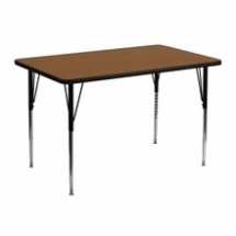 Flash Furniture XU-A3048-REC-OAK-H-A-GG 30&quot;W x 48&quot;L Rectangular Activity Table with 1.25&quot; Thick High Pressure Oak Laminate Top and Standard Height Adjustable Legs