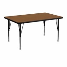Flash Furniture XU-A3048-REC-OAK-H-P-GG 30&quot;W x 48&quot;L Rectangular Activity Table with 1.25&quot; Thick High Pressure Oak Laminate Top and Height Adjustable Preschool Legs