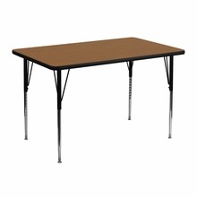 Flash Furniture XU-A3048-REC-OAK-T-A-GG 30"W x 48"L Rectangular Activity Table with Oak Thermal Fused Laminate Top and Standard Height Adjustable Legs