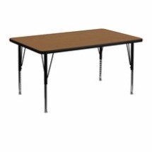 Flash Furniture XU-A3048-REC-OAK-T-P-GG 30&quot;W x 48&quot;L Rectangular Activity Table with Oak Thermal Fused Laminate Top and Height Adjustable Preschool Legs