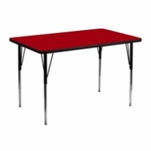 Flash Furniture XU-A3048-REC-RED-T-A-GG 30&quot;W x 48&quot;L Rectangular Activity Table with Red Thermal Fused Laminate Top and Standard Height Adjustable Legs