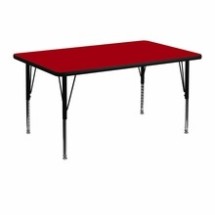 Flash Furniture XU-A3048-REC-RED-T-P-GG 30&quot;W x 48&quot;L Rectangular Activity Table with Red Thermal Fused Laminate Top and Height Adjustable Preschool Legs