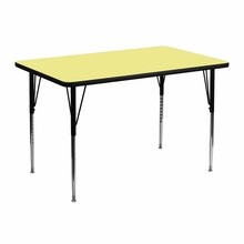 Flash Furniture XU-A3048-REC-YEL-T-A-GG 30"W x 48"L Rectangular Activity Table with Yellow Thermal Fused Laminate Top and Standard Height Adjustable Legs