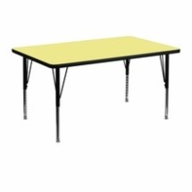 Flash Furniture XU-A3048-REC-YEL-T-P-GG 30&quot;W x 48&quot;L Rectangular Activity Table with Yellow Thermal Fused Laminate Top and Height Adjustable Preschool Legs