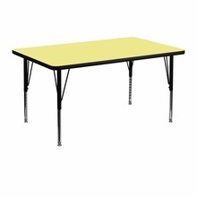 Flash Furniture XU-A3048-REC-YEL-T-P-GG 30"W x 48"L Rectangular Activity Table with Yellow Thermal Fused Laminate Top and Height Adjustable Preschool Legs