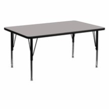 Flash Furniture XU-A3060-REC-GY-H-P-GG 30&quot;W x 60&quot;L Rectangular Activity Table with 1.25&quot; Thick High Pressure Gray Laminate Top and Height Adjustable Preschool Legs
