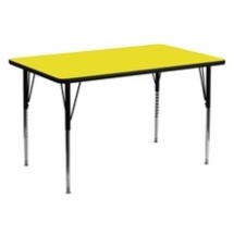 Flash Furniture XU-A3060-REC-YEL-H-A-GG 30&quot;W x 60&quot;L Rectangular Activity Table with 1.25&quot; Thick High Pressure Yellow Laminate Top and Standard Height Adjustable Legs