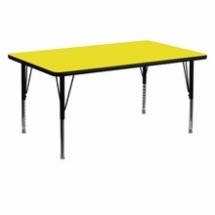 Flash Furniture XU-A3060-REC-YEL-H-P-GG 30&quot;W x 60&quot;L Rectangular Activity Table with 1.25&quot; Thick High Pressure Yellow Laminate Top and Height Adjustable Preschool Legs