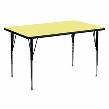 Flash Furniture XU-A3060-REC-YEL-T-A-GG 30"W x 60"L Rectangular Activity Table with Yellow Thermal Fused Laminate Top and Standard Height Adjustable Legs