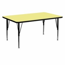 Flash Furniture XU-A3060-REC-YEL-T-P-GG 30"W x 60"L Rectangular Activity Table with Yellow Thermal Fused Laminate Top and Height Adjustable Preschool Legs