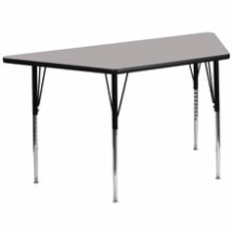 Flash Furniture XU-A3060-TRAP-GY-H-A-GG 30&quot;W x 60&quot;L Trapezoid Activity Table with 1.25&quot; Thick High Pressure Gray Laminate Top and Standard Height Adjustable Legs
