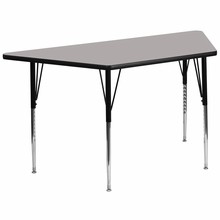 Flash Furniture XU-A3060-TRAP-GY-H-A-GG 30"W x 60"L Trapezoid Activity Table with 1.25" Thick High Pressure Gray Laminate Top and Standard Height Adjustable Legs
