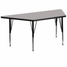 Flash Furniture XU-A3060-TRAP-GY-H-P-GG 30&quot;W x 60&quot;L Trapezoid Activity Table with 1.25&quot; Thick High Pressure Gray Laminate Top and Height Adjustable Preschool Legs