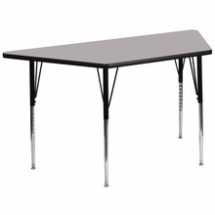 Flash Furniture XU-A3060-TRAP-GY-T-A-GG 30&quot;W x 60&quot;L Trapezoid Activity Table with Gray Thermal Fused Laminate Top and Standard Height Adjustable Legs
