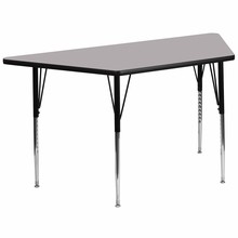 Flash Furniture XU-A3060-TRAP-GY-T-A-GG 30"W x 60"L Trapezoid Activity Table with Gray Thermal Fused Laminate Top and Standard Height Adjustable Legs