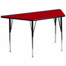 Flash Furniture XU-A3060-TRAP-RED-T-A-GG 30"W x 60"L Trapezoid Activity Table with Red Thermal Fused Laminate Top and Standard Height Adjustable Legs
