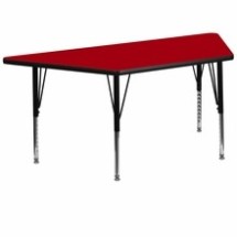 Flash Furniture XU-A3060-TRAP-RED-T-P-GG 30&quot;W x 60&quot;L Trapezoid Activity Table with Red Thermal Fused Laminate Top and Height Adjustable Preschool Legs