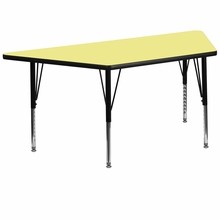 Flash Furniture XU-A3060-TRAP-YEL-T-P-GG 30"W x 60"L Trapezoid Activity Table with Yellow Thermal Fused Laminate Top and Height Adjustable Preschool Legs