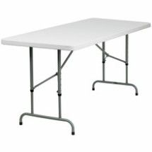 Flash Furniture RB-3072ADJ-GG 30&quot;W x 72&quot;L Height Adjustable Granite White Plastic Folding Table