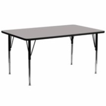 Flash Furniture XU-A3072-REC-GY-H-A-GG 30&quot;W x 72&quot;L Rectangular Activity Table with 1.25&quot; Thick High Pressure Gray Laminate Top and Standard Height Adjustable Legs