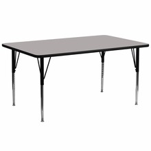 Flash Furniture XU-A3072-REC-GY-H-A-GG 30"W x 72"L Rectangular Activity Table with 1.25" Thick High Pressure Gray Laminate Top and Standard Height Adjustable Legs