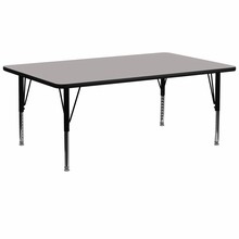 Flash Furniture XU-A3072-REC-GY-H-P-GG 30"W x 72"L Rectangular Activity Table with 1.25" Thick High Pressure Gray Laminate Top and Height Adjustable Preschool Legs