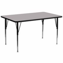 Flash Furniture XU-A3072-REC-GY-T-A-GG 30&quot;W x 72&quot;L Rectangular Activity Table with Gray Thermal Fused Laminate Top and Standard Height Adjustable Legs