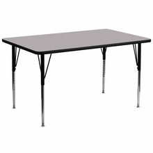 Flash Furniture XU-A3072-REC-GY-T-A-GG 30"W x 72"L Rectangular Activity Table with Gray Thermal Fused Laminate Top and Standard Height Adjustable Legs