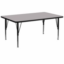 Flash Furniture XU-A3072-REC-GY-T-P-GG 30&quot;W x 72&quot;L Rectangular Activity Table with Gray Thermal Fused Laminate Top and Height Adjustable Preschool Legs
