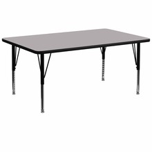 Flash Furniture XU-A3072-REC-GY-T-P-GG 30"W x 72"L Rectangular Activity Table with Gray Thermal Fused Laminate Top and Height Adjustable Preschool Legs