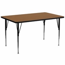 Flash Furniture XU-A3072-REC-OAK-T-A-GG 30"W x 72"L Rectangular Activity Table with Oak Thermal Fused Laminate Top and Standard Height Adjustable Legs
