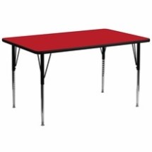 Flash Furniture XU-A3072-REC-RED-H-A-GG 30&quot;W x 72&quot;L Rectangular Activity Table with 1.25&quot; Thick High Pressure Red Laminate Top and Standard Height Adjustable Legs