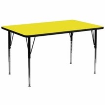 Flash Furniture XU-A3072-REC-YEL-H-A-GG 30&quot;W x 72&quot;L Rectangular Activity Table with 1.25&quot; Thick High Pressure Yellow Laminate Top and Standard Height Adjustable Legs