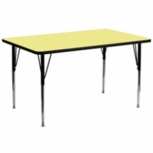 Flash Furniture XU-A3072-REC-YEL-T-A-GG 30&quot;W x 72&quot;L Rectangular Activity Table with Yellow Thermal Fused Laminate Top and Standard Height Adjustable Legs