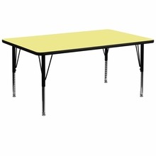 Flash Furniture XU-A3072-REC-YEL-T-P-GG 30"W x 72"L Rectangular Activity Table with Yellow Thermal Fused Laminate Top and Height Adjustable Preschool Legs