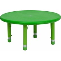 Flash Furniture YU-YCX-007-2-ROUND-TBL-GREEN-GG 33&quot; Round Height Adjustable Green Plastic Activity Table
