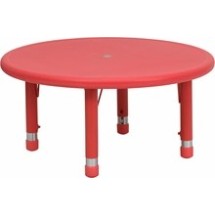 Flash Furniture YU-YCX-007-2-ROUND-TBL-RED-GG 33&quot; Round Height Adjustable Red Plastic Activity Table
