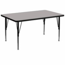 Flash Furniture XU-A3672-REC-GY-H-P-GG 36&quot;W x 72&quot;L Rectangular Activity Table with 1.25&quot; Thick High Pressure Gray Laminate Top and Height Adjustable Preschool Legs