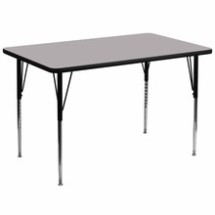 Flash Furniture XU-A3672-REC-GY-T-A-GG 36&quot;W x 72&quot;L Rectangular Activity Table with Gray Thermal Fused Laminate Top and Standard Height Adjustable Legs